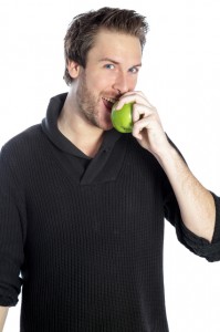 a man and an apple